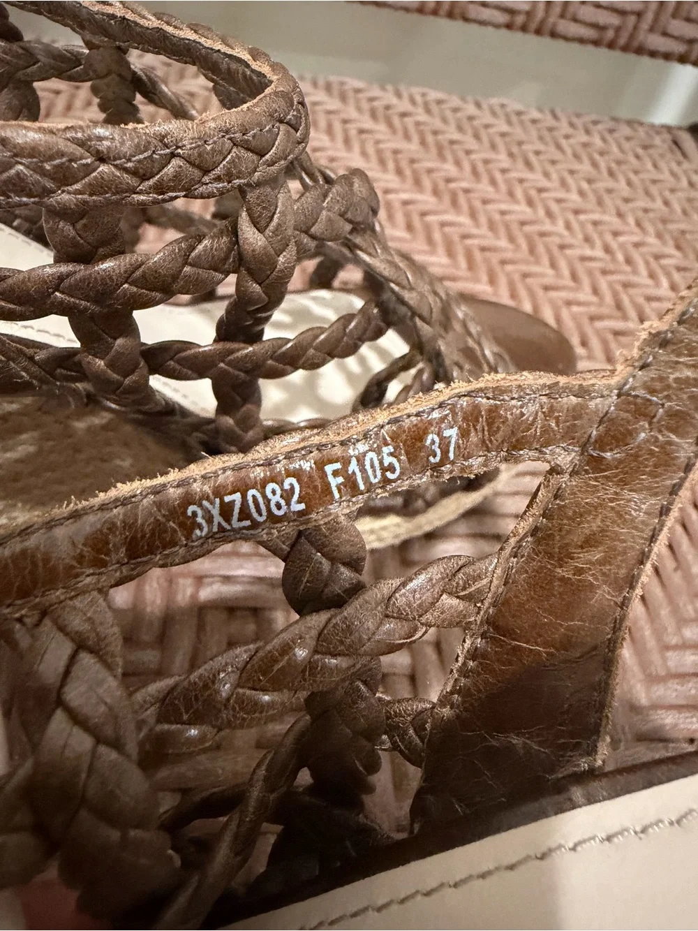 New Prada Brown Braided Espadrille Wedge Sandals